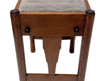 Art Deco Amsterdamse School Stool with Adjustable Seat, 1920s